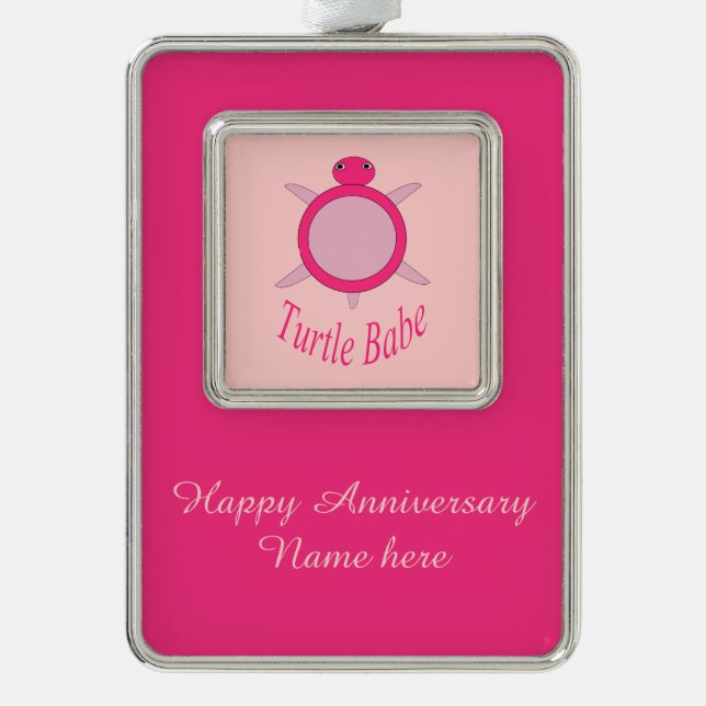 Cute Pink Turtle Babe Custom Ornament (Front)