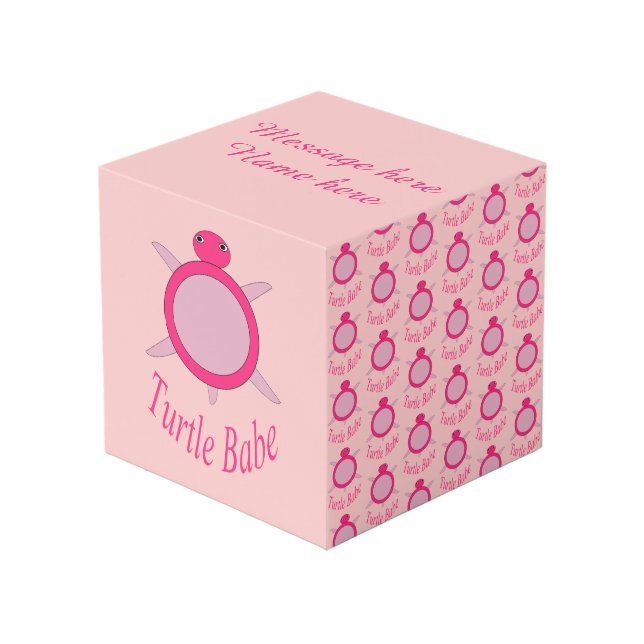 Cute Pink Turtle Babe Custom Photo Cube (Front Angled)