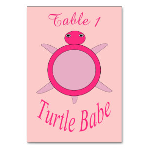 Cute Pink Turtle Babe Custom Tablecard Table Number