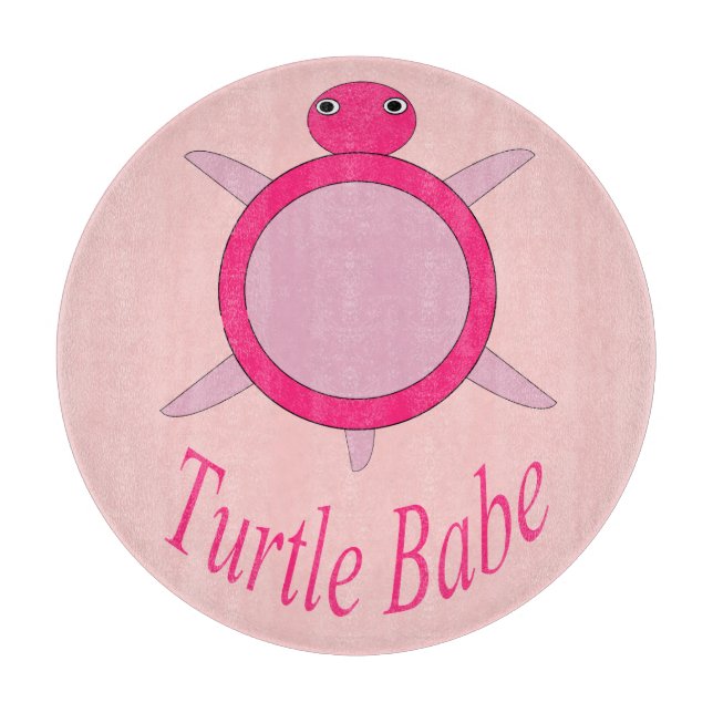 Cute Pink Turtle Babe Cutting Board (Front)