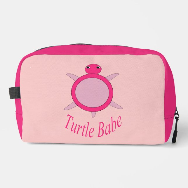 Cute Pink Turtle Babe Dopp Kit (Front)