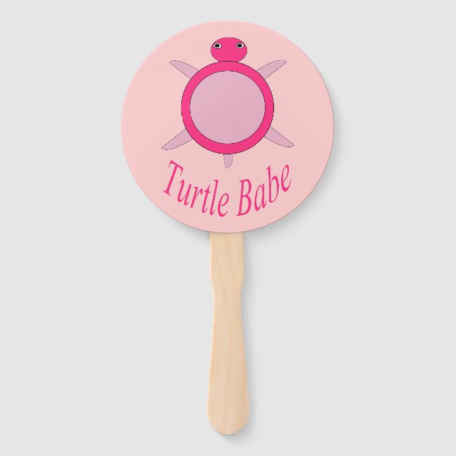 Cute Pink Turtle Babe Hand Fan (Front)