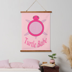 Cute Pink Turtle Babe Hanging Tapestry