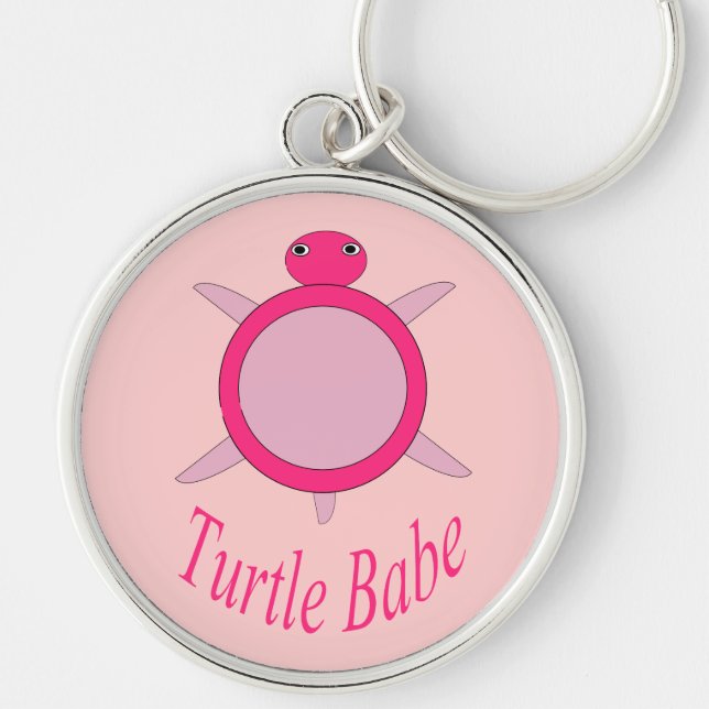 Cute Pink Turtle Babe Keychain (Front)