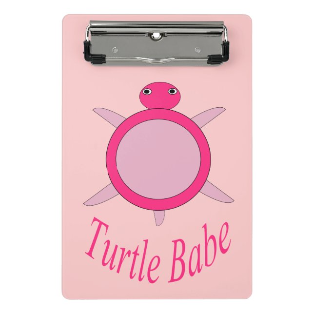Cute Pink Turtle Babe Mini Clipboard (Front)