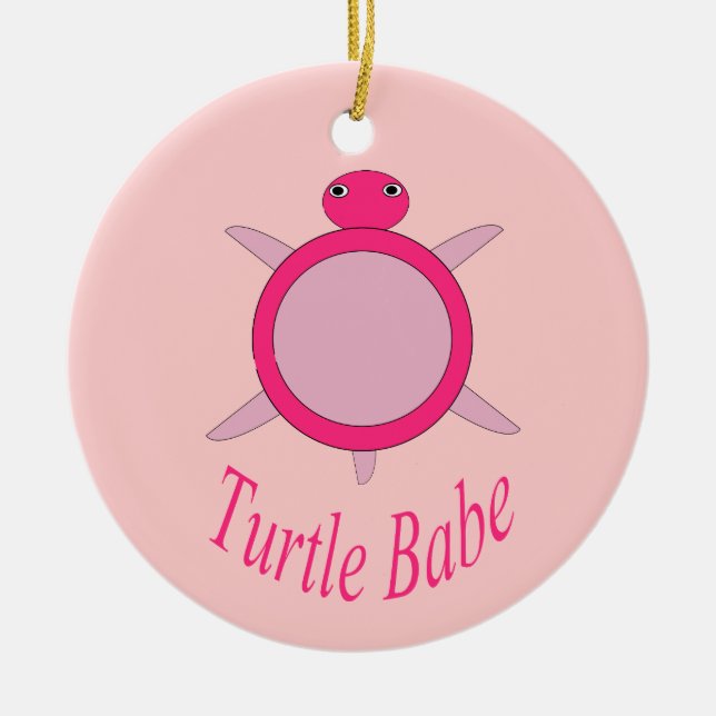 Cute Pink Turtle Babe Ornament (Front)