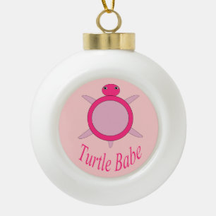 Cute Pink Turtle Babe Ornament