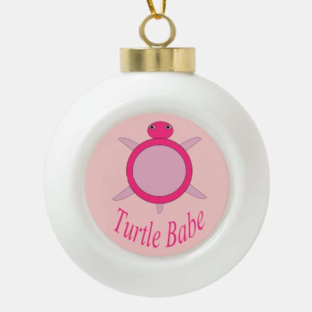 Cute Pink Turtle Babe Ornament (Front)