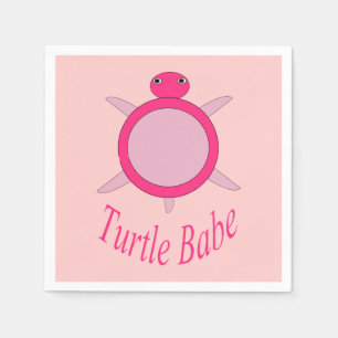 Cute Pink Turtle Babe Paper Napkins