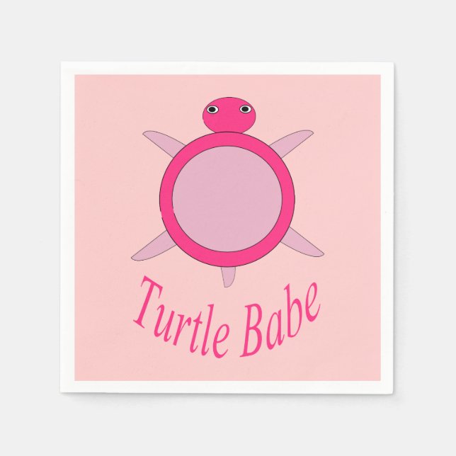 Cute Pink Turtle Babe Paper Napkins (Front)