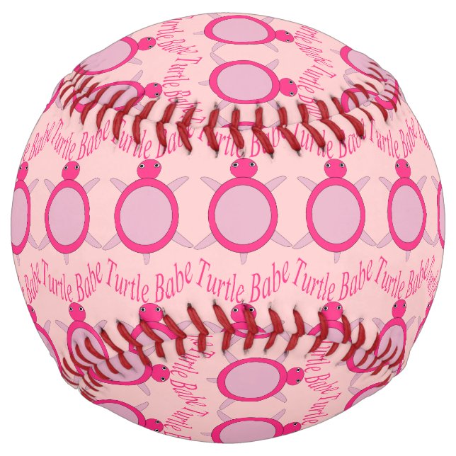 Cute Pink Turtle Babe Softball (Front)
