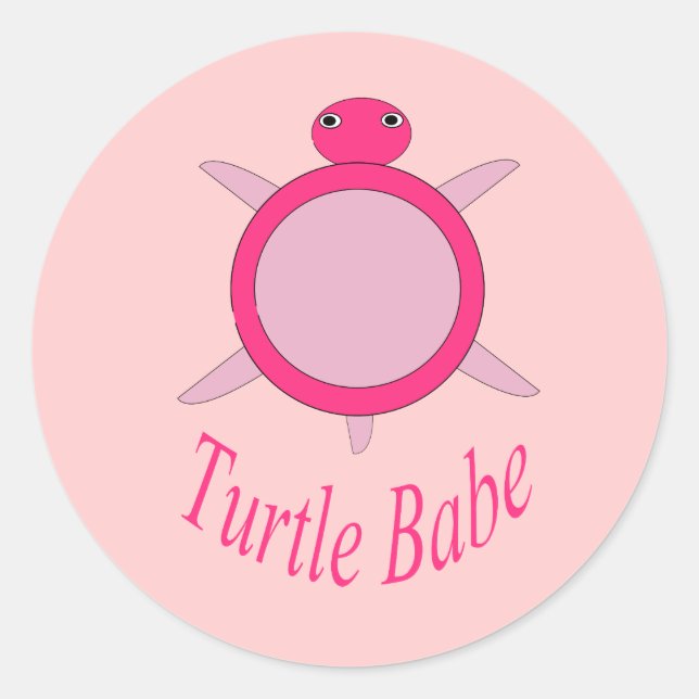 Cute Pink Turtle Babe Stickers (Front)