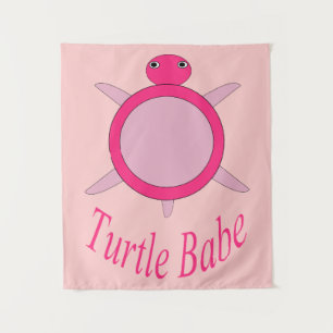 Cute Pink Turtle Babe Tapestry