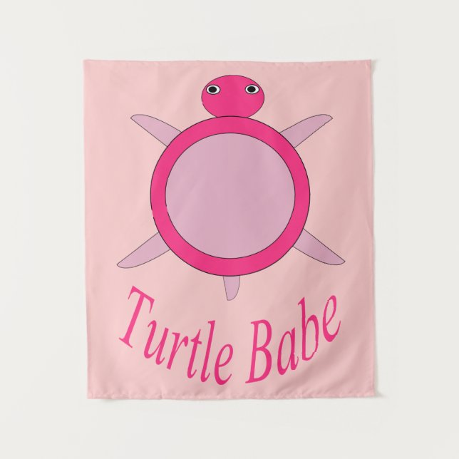 Cute Pink Turtle Babe Tapestry (Front)