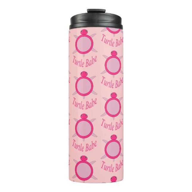 Cute Pink Turtle Babe Thermal Tumbler (Front)