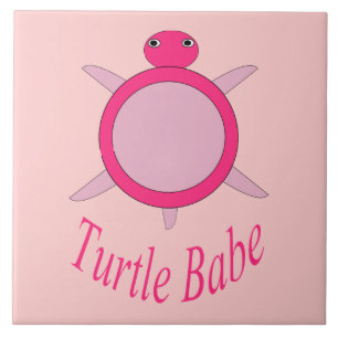Cute Pink Turtle Babe Tile