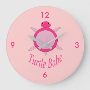 Cute Pink Turtle Babe Wall Clock