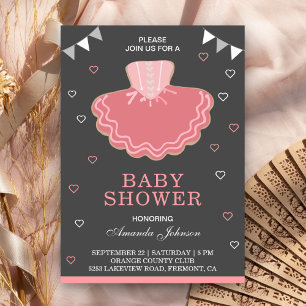 Cute Pink Tutu Ballerina Baby Shower Invitation