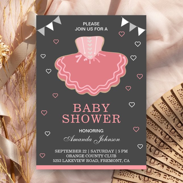 Cute Pink Tutu Ballerina Baby Shower Invitation (Creator Uploaded)
