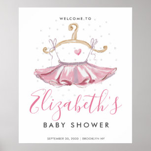 Cute Pink Tutu Ballerina Baby Shower Welcome Sign