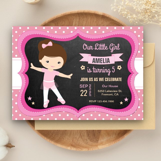 Cute Pink Tutu Ballerina Girl Birthday Party Invitation (Creator Uploaded)