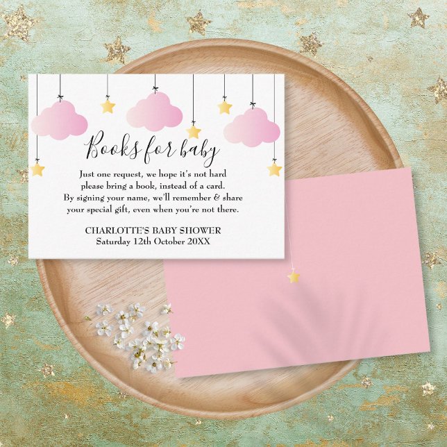 Cute Pink Twinkle Twinkle Book Request Baby Shower Enclosure Card (Creator Uploaded)