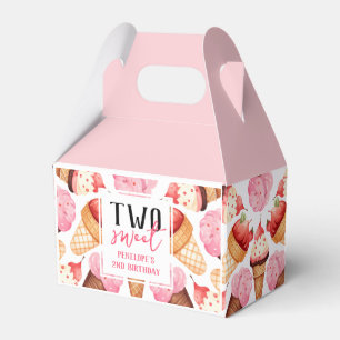 Cute Pink Two Sweet 2nd Birthday Thank You Favour Box