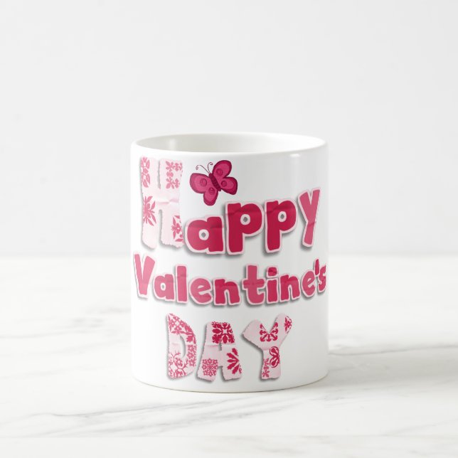 Cute Pink Typography Valentine's Day Mug (Center)
