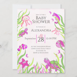 Cute Pink Under the Sea Baby Girl Shower 
