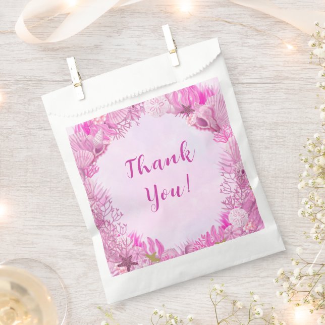 Cute Pink Under the Sea Girl Baby Shower Favour Bag (Clipped)