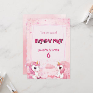 Cute Pink Unicorn a magical Birthday Invitation