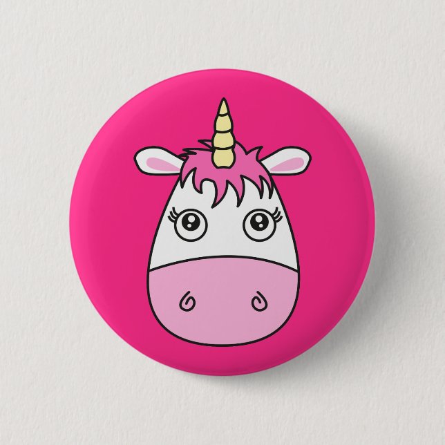 Cute Pink Unicorn Badge Pin Button (Front)