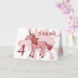 Cute Pink Unicorn Colour Splash Girl Happy Birthda Card