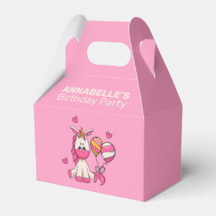 Cute Pink Unicorn Girl Birthday Party Favour Box