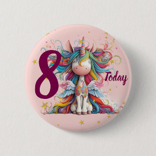 Cute Pink Unicorn Girl's Birthday 6 Cm Round Badge