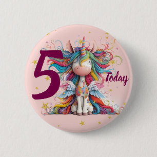 Cute Pink Unicorn Girl's Birthday 6 Cm Round Badge