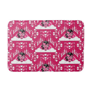Cute Pink Unicorn Land And Castle  Bath Mat