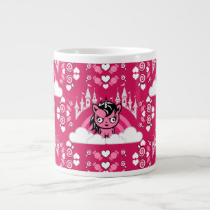 Cute Pink Unicorn Land And Castle Large Coffee Mug