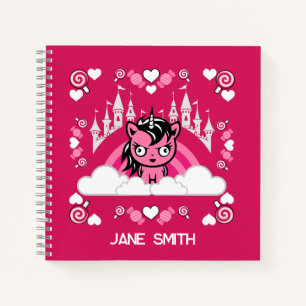 Cute Pink Unicorn Land And Castle Notebook