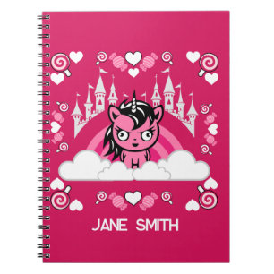 Cute Pink Unicorn Land And Castle Notebook