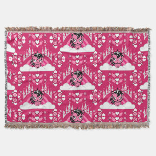 Cute Pink Unicorn Land And Castle Throw Blanket
