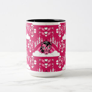 Cute Pink Unicorn Land And Castle Two-Tone Coffee Mug