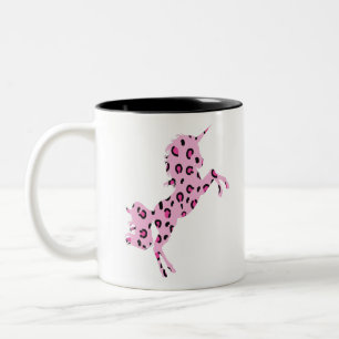 Cute Pink Unicorn Leopard Print Skin Pattern Gift Two-Tone Coffee Mug