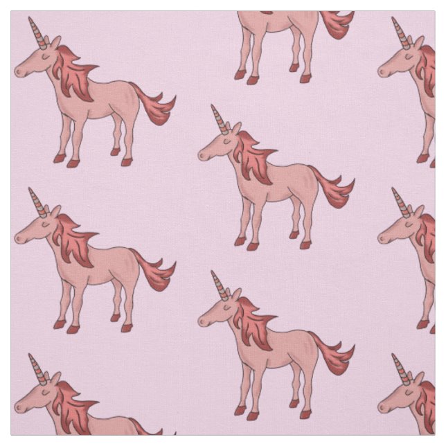 Cute Pink Unicorn Pattern Kids Fabric (Swatch)