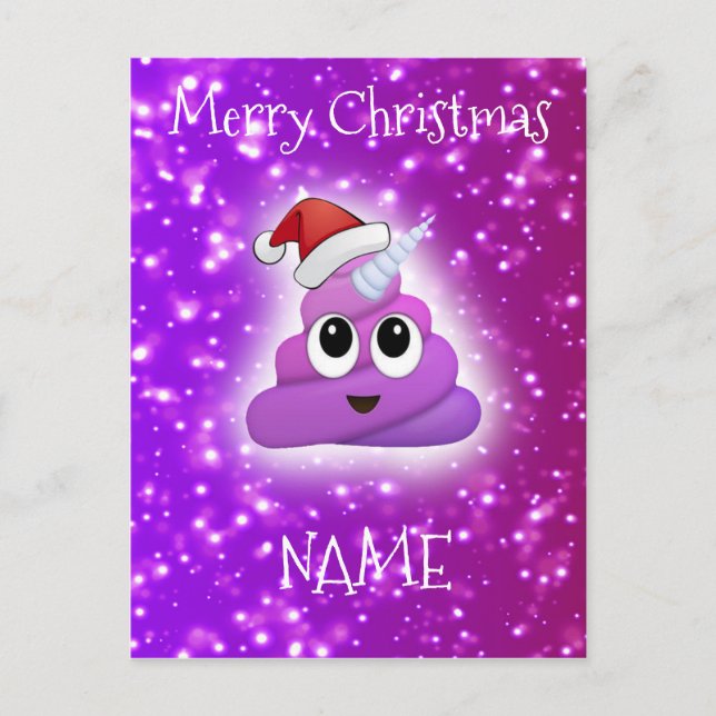 Cute Pink Unicorn Poop Emoji Postcard (Front)