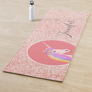 Cute Pink Unicorn Speckles  Personalised Yoga Mat