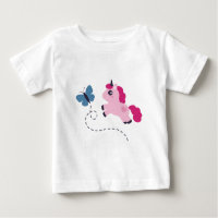 Cute Pink Unicorn with a Butterfly