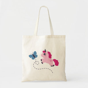 Cute Pink Unicorn with a Butterfly Tote Bag