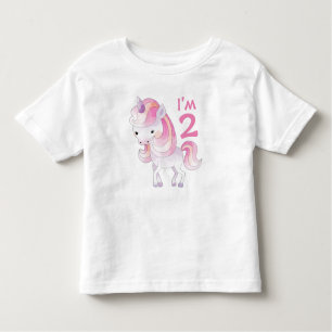 Cute Pink Unicorn with Child's Age Toddler T-Shirt