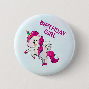 Cute Pink Unicorn with Wings 6 Cm Round Badge